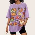 Autumn-Themed Pok¡§|mon Unisex Vintage Washed Tee