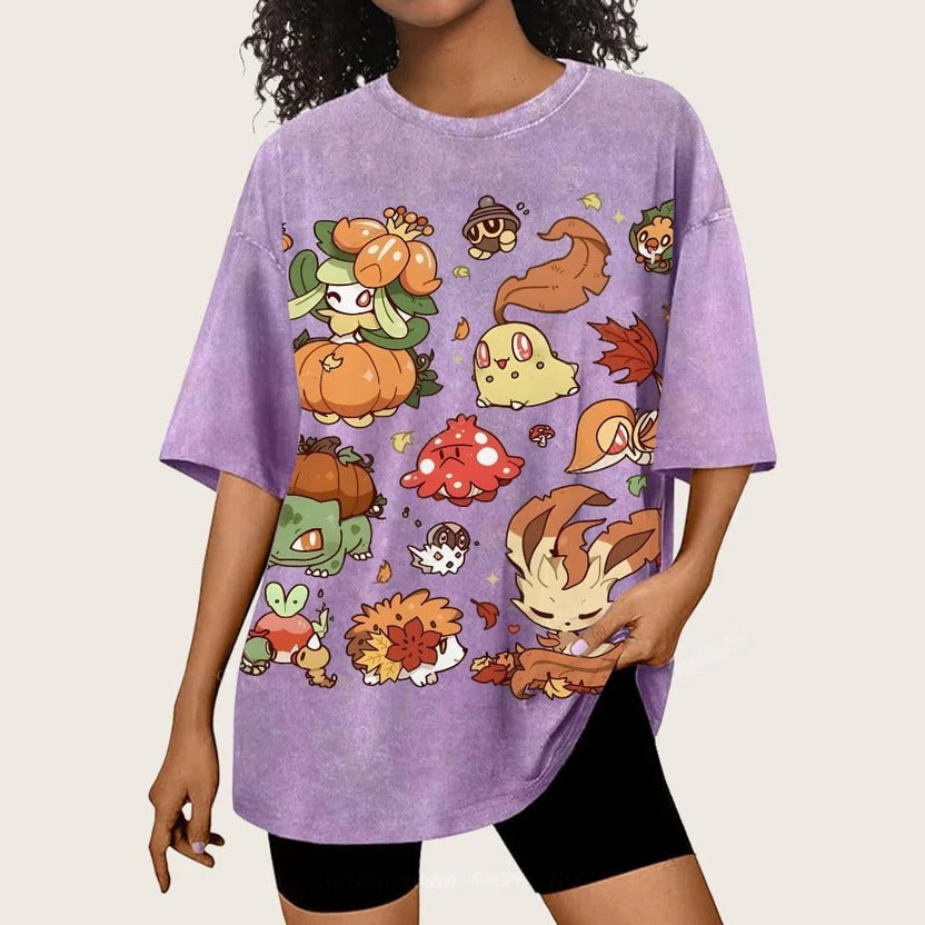 Autumn-Themed Pokémon Unisex Vintage Washed Tee
