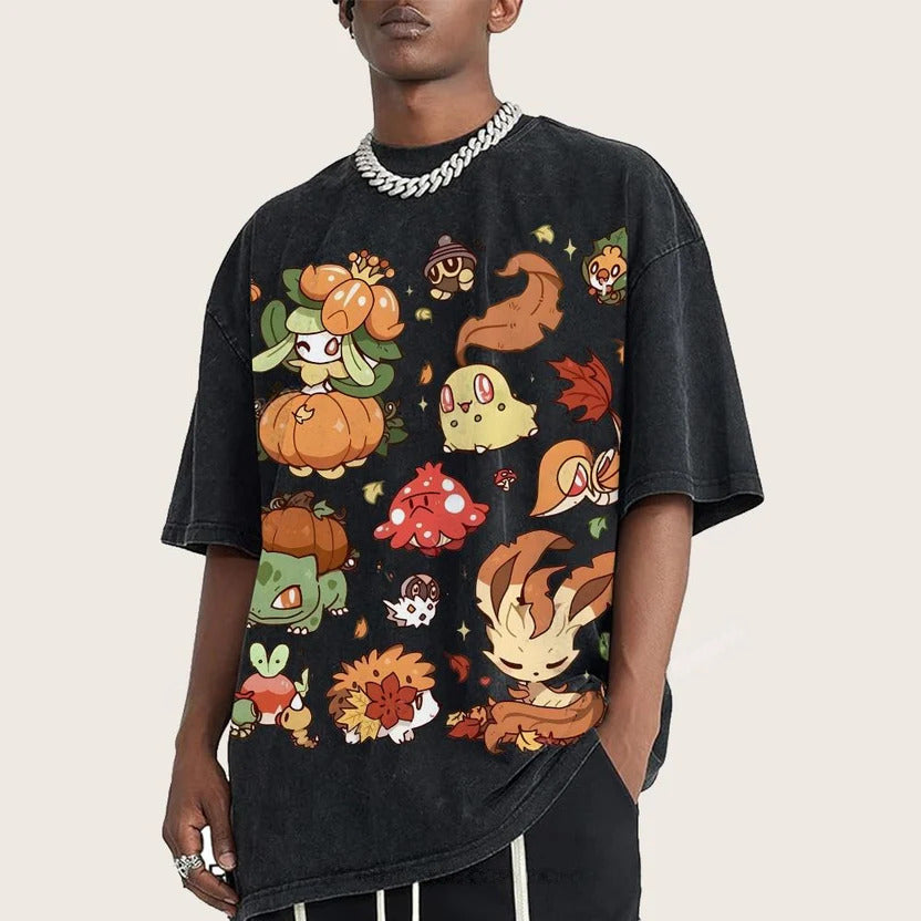 Autumn-Themed Pokémon Unisex Vintage Washed Tee