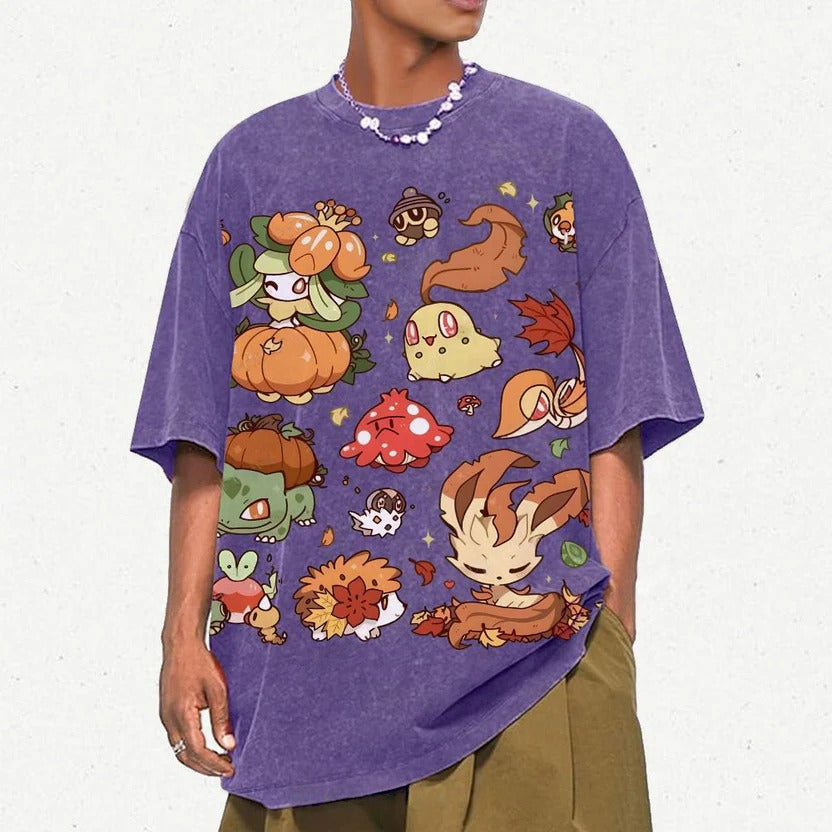 Autumn-Themed Pokémon Unisex Vintage Washed Tee