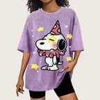 Cute Clown Snoopy Unisex Vintage Washed Tee