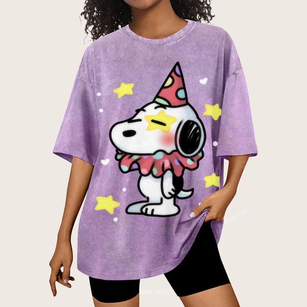 Cute Clown Snoopy Unisex Vintage Washed Tee