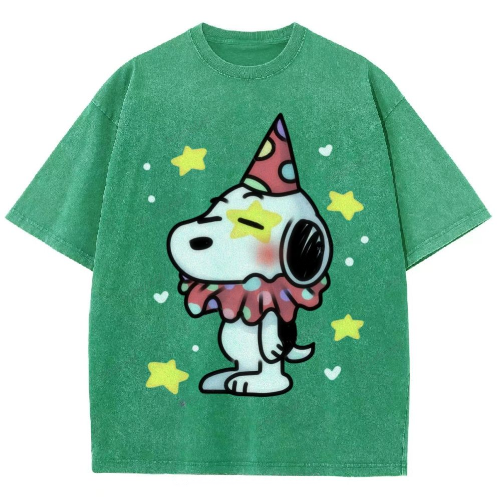 Cute Clown Snoopy Unisex Vintage Washed Tee