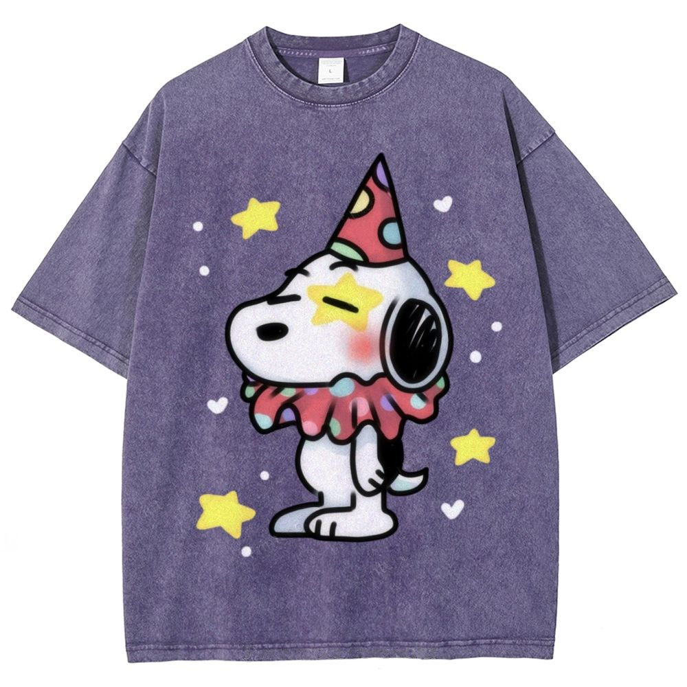 Cute Clown Snoopy Unisex Vintage Washed Tee