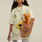 Starry Cat Illustration Unisex Vintage Washed Tee