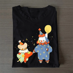 Two Clowns Holding Hands Casual Cotton T-Shirt