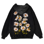 Vibrant Flowers Casual Washed Hoodie