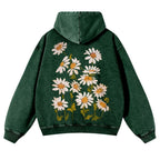 Vibrant Flowers Casual Washed Hoodie