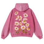 Vibrant Flowers Casual Washed Hoodie