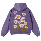 Vibrant Flowers Casual Washed Hoodie