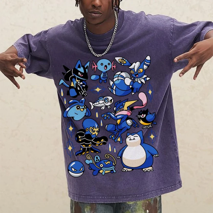 Kawaii Water Type Pokemon Unisex Vintage Washed Tee