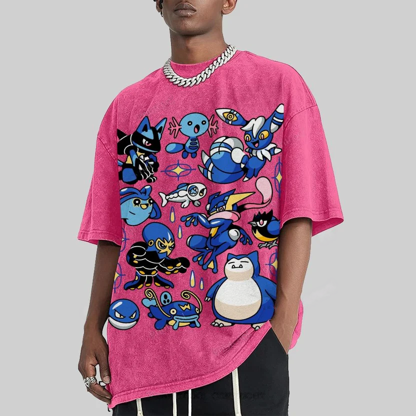 Kawaii Water Type Pokemon Unisex Vintage Washed Tee