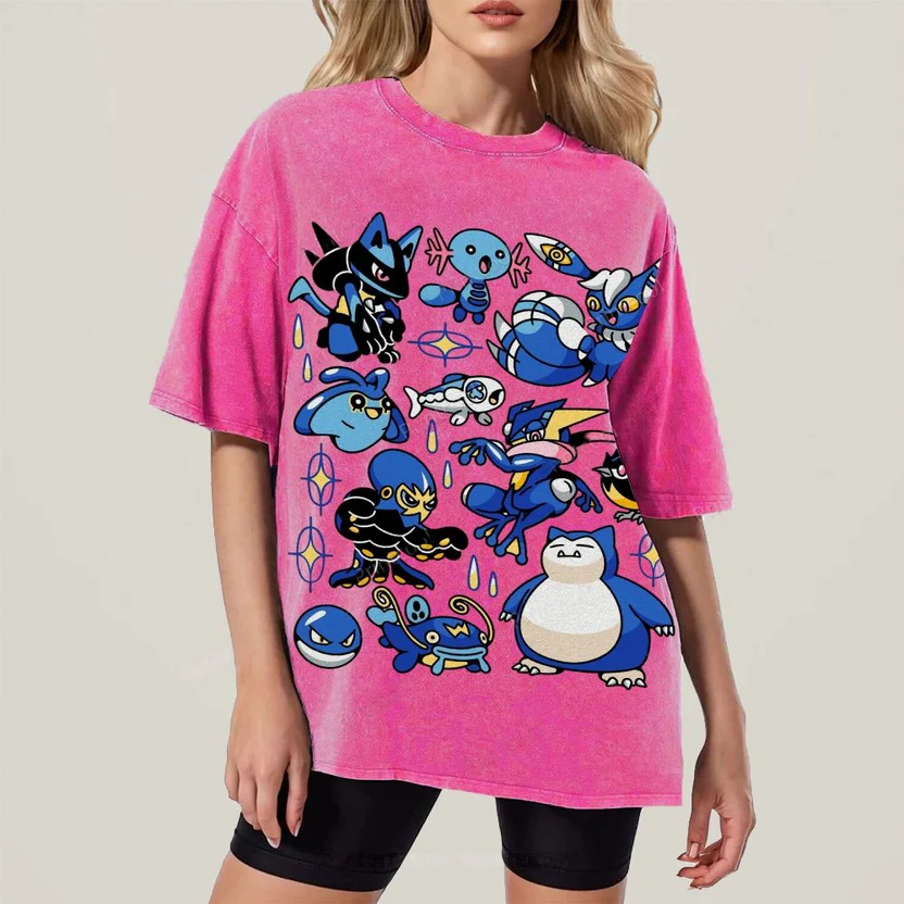Kawaii Water Type Pokemon Unisex Vintage Washed Tee