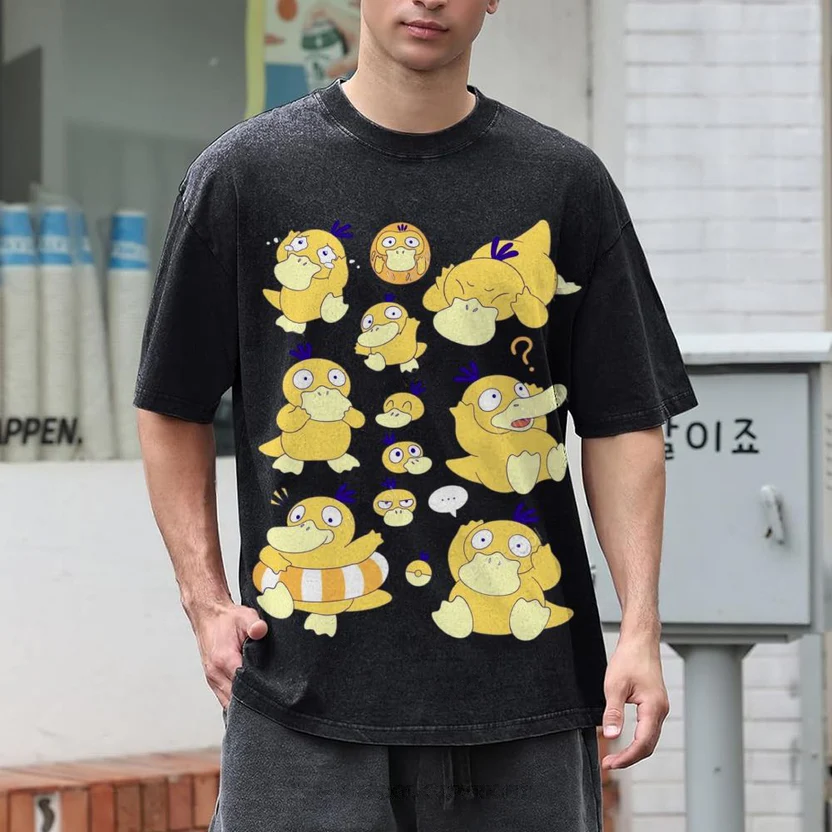 Cute Psyduck Unisex Vintage Washed Tee