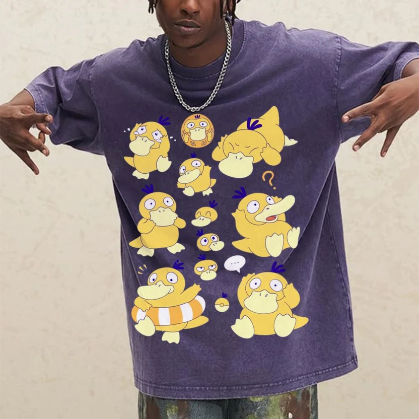 Cute Psyduck Unisex Vintage Washed Tee