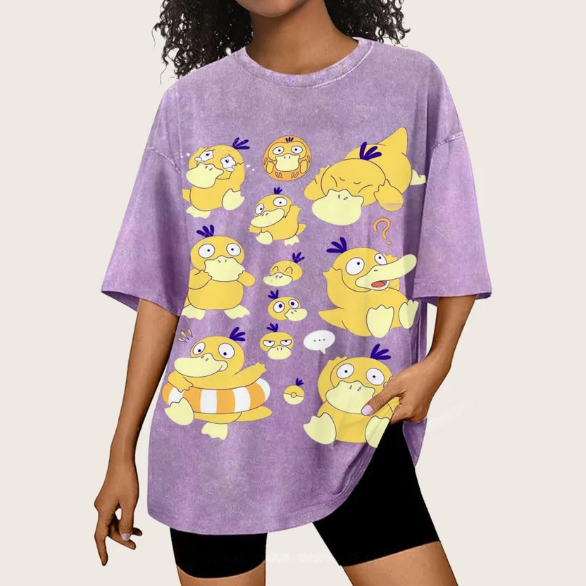Cute Psyduck Unisex Vintage Washed Tee