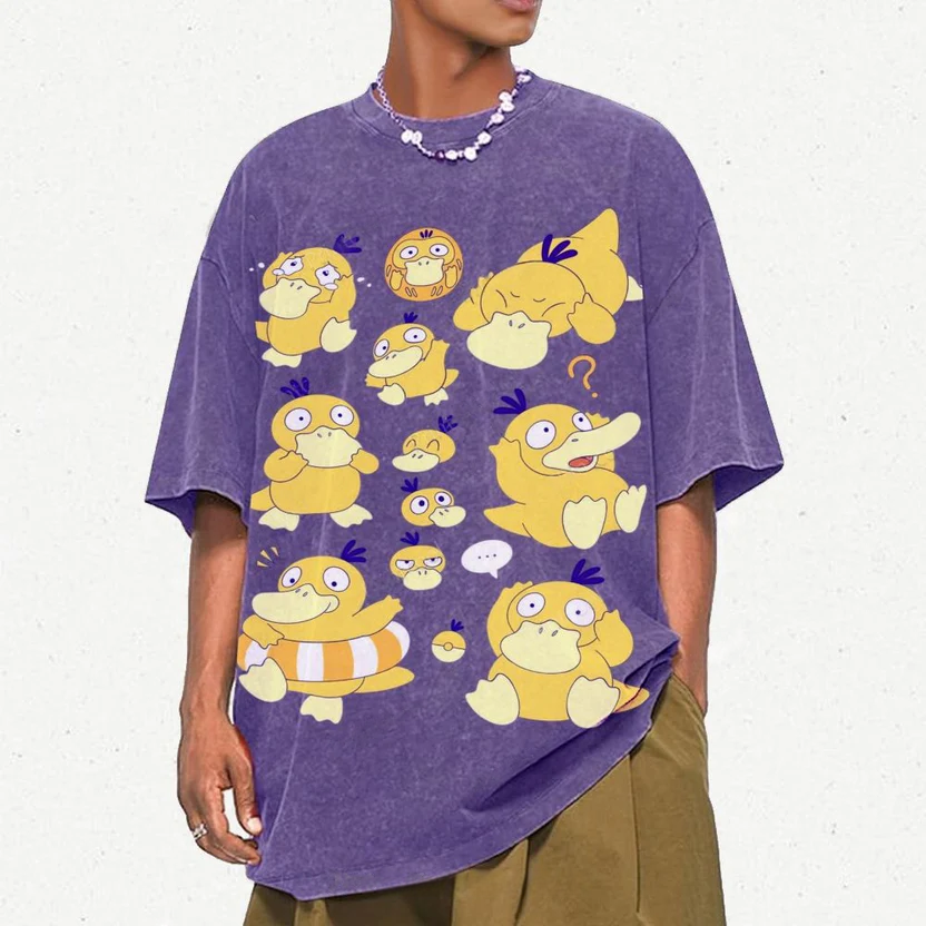 Cute Psyduck Unisex Vintage Washed Tee