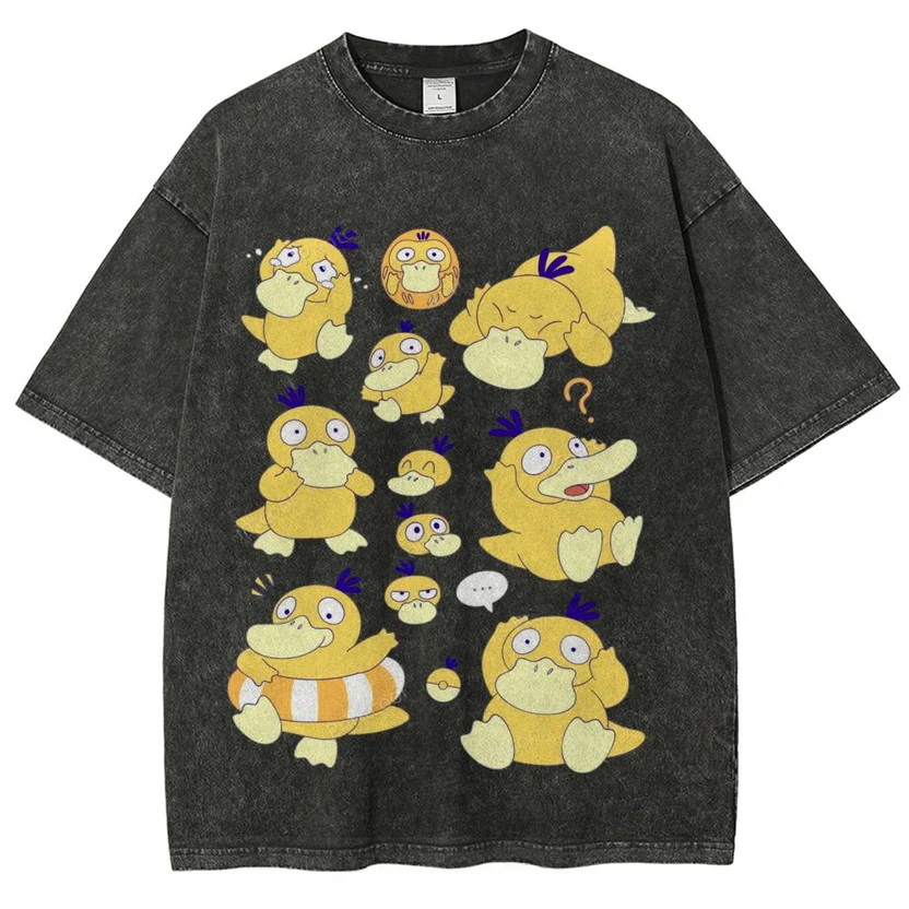 Cute Psyduck Unisex Vintage Washed Tee