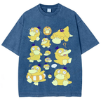 Cute Psyduck Unisex Vintage Washed Tee