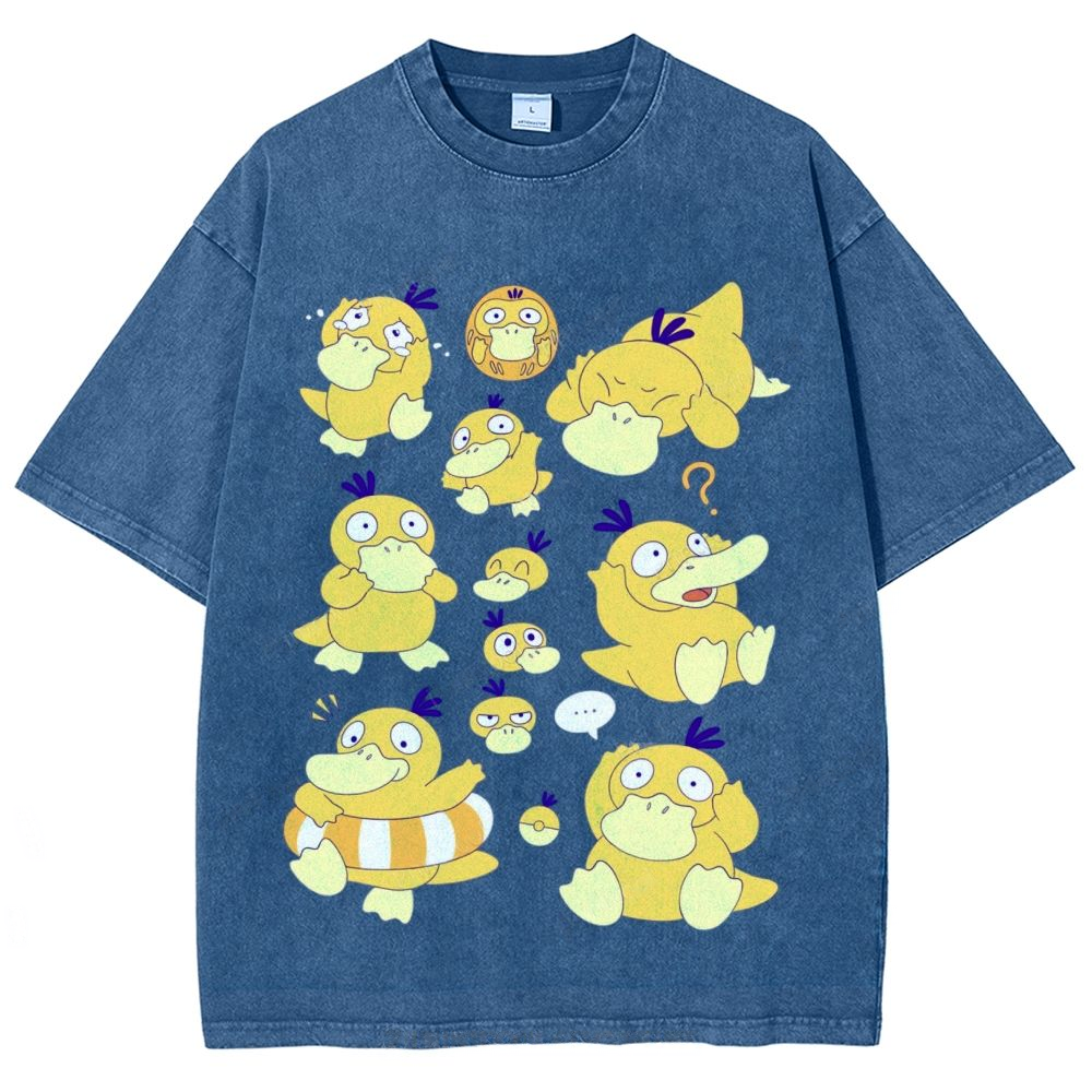 Cute Psyduck Unisex Vintage Washed Tee