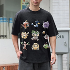 Cute Chibi Pokemon Unisex Vintage Washed Tee