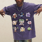 Cute Chibi Pokemon Unisex Vintage Washed Tee