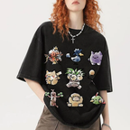 Cute Chibi Pokemon Unisex Vintage Washed Tee