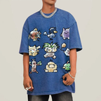 Cute Chibi Pokemon Unisex Vintage Washed Tee