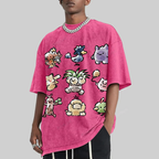 Cute Chibi Pokemon Unisex Vintage Washed Tee
