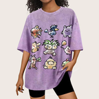 Cute Chibi Pokemon Unisex Vintage Washed Tee