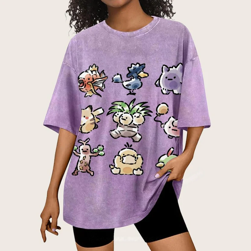 Cute Chibi Pokemon Unisex Vintage Washed Tee