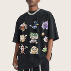 Cute Chibi Pokemon Unisex Vintage Washed Tee