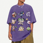 Cute Chibi Pokemon Unisex Vintage Washed Tee