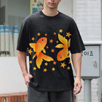 Two Goldfish Illustration Unisex Vintage Washed Tee