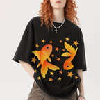 Two Goldfish Illustration Unisex Vintage Washed Tee