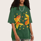 Two Goldfish Illustration Unisex Vintage Washed Tee