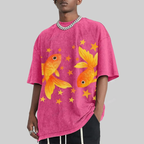 Two Goldfish Illustration Unisex Vintage Washed Tee