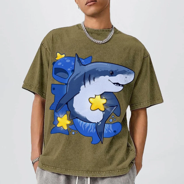 Star Shark Buddy Unisex Vintage Washed Tee