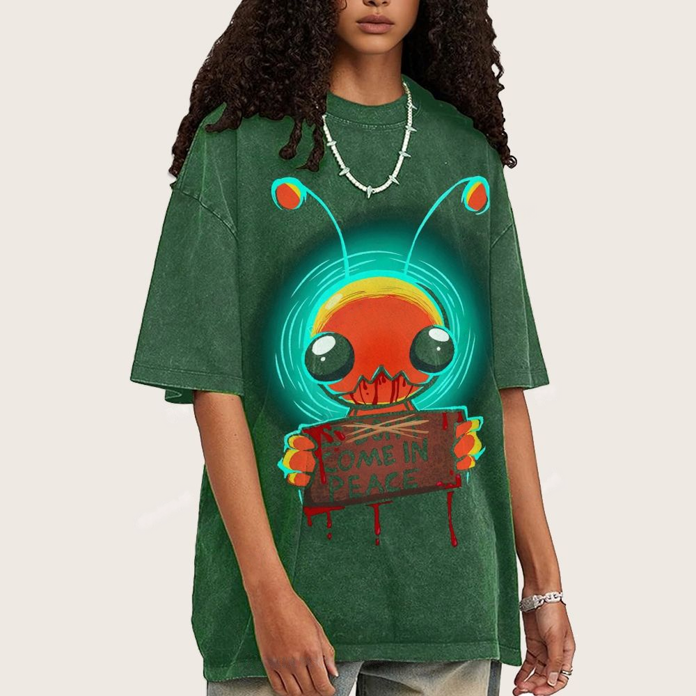 Alien Hominid Unisex Vintage Washed Tee
