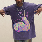 Pastel Starry Snail Dreamy Unisex Vintage Washed Tee
