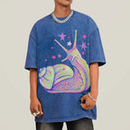 Pastel Starry Snail Dreamy Unisex Vintage Washed Tee