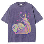 Pastel Starry Snail Dreamy Unisex Vintage Washed Tee