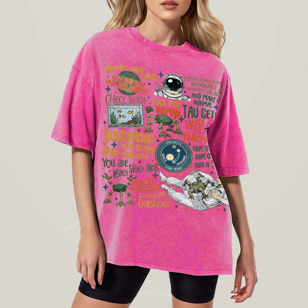 Project Hail Mary Sci Fi Quotes Unisex Vintage Washed Tee