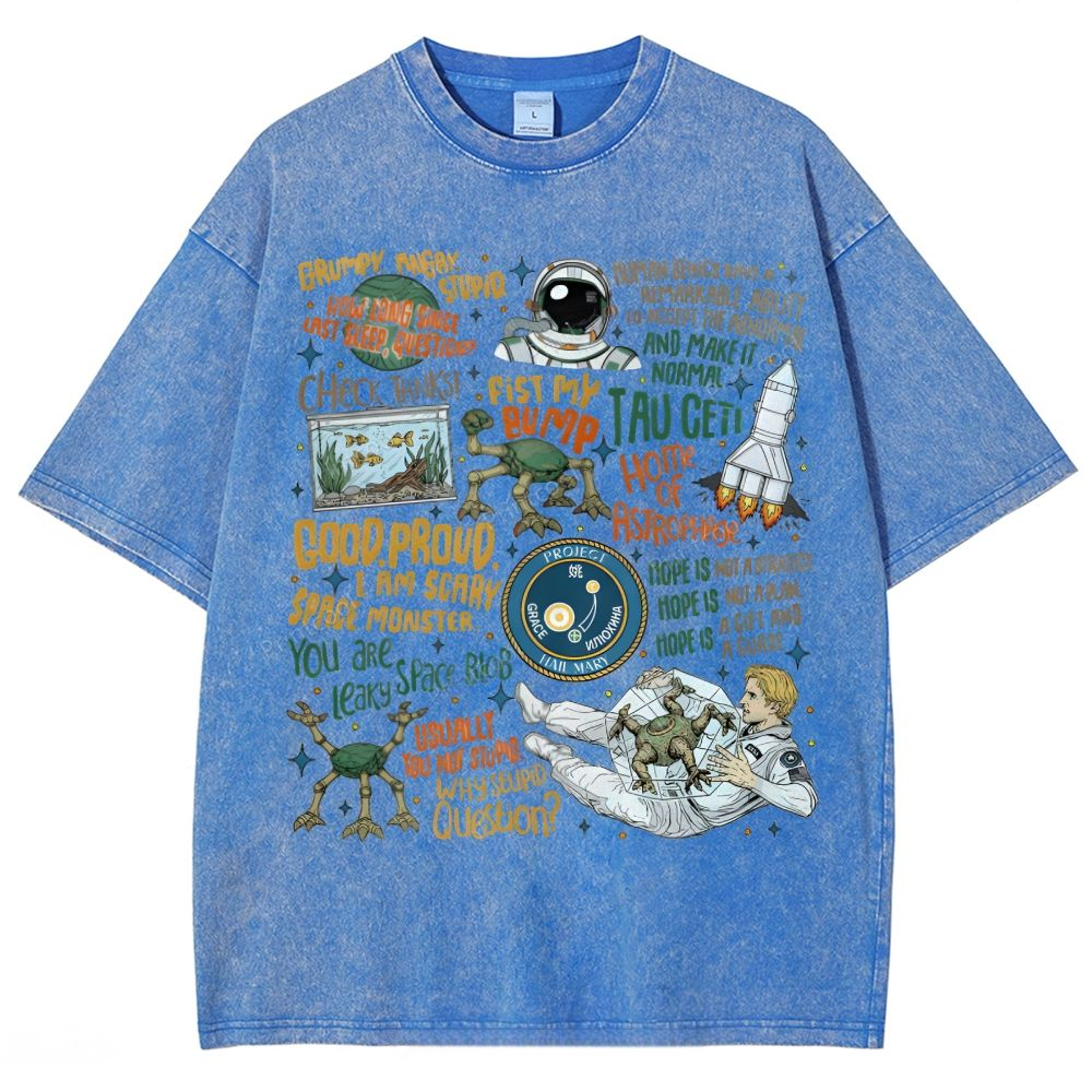 Project Hail Mary Sci Fi Quotes Unisex Vintage Washed Tee