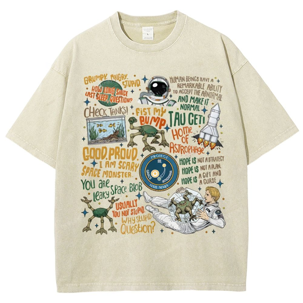 Project Hail Mary Sci Fi Quotes Unisex Vintage Washed Tee