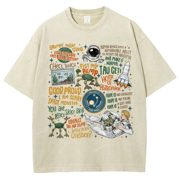 Project Hail Mary Sci Fi Quotes Unisex Vintage Washed Tee