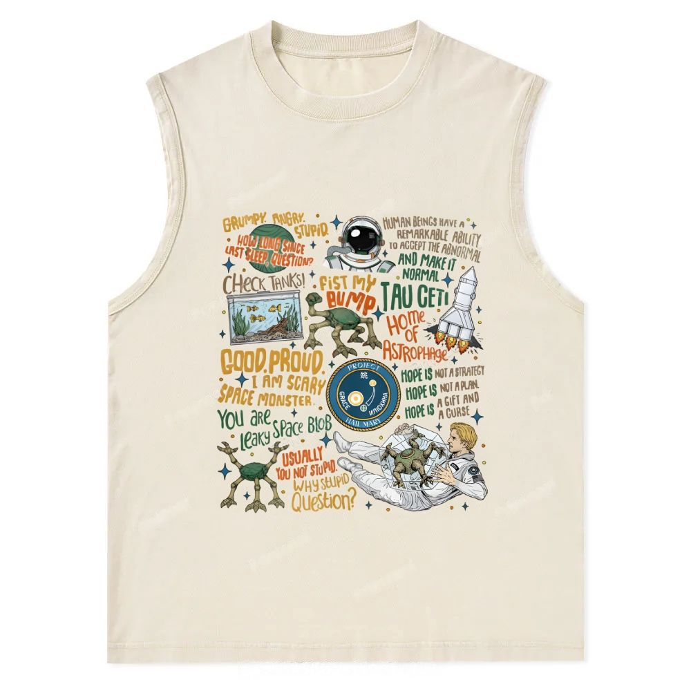 Project Hail Mary Sci Fi Quotes Unisex Washed Tank Top