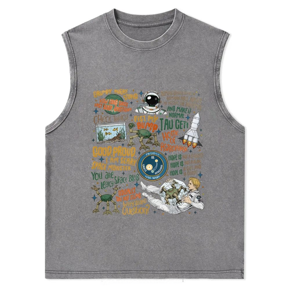 Project Hail Mary Sci Fi Quotes Unisex Washed Tank Top