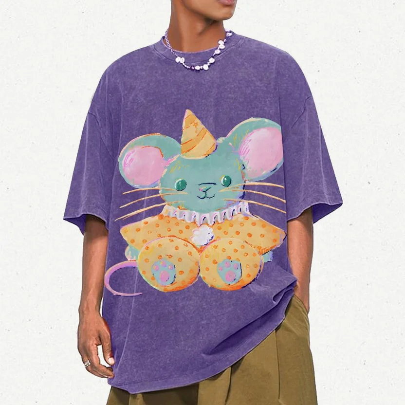 Circus Mouse Unisex Vintage Washed Tee