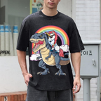 Riding T rex Dinosaur Unisex Vintage Washed Tee